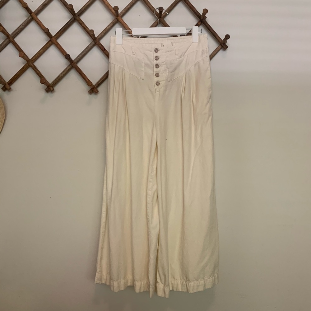 Wide leg white Anthro pants